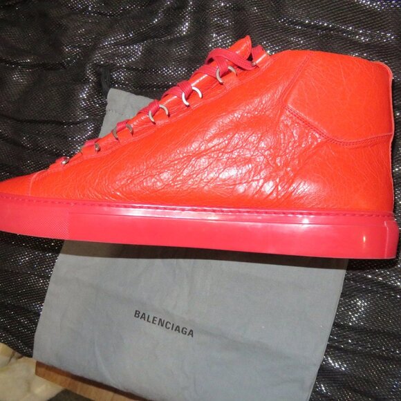 BALENCIAGA ARENA HIGH TOP SNEAKERS SIZE 45 US 12 IN VIBRANT RED - Picture 7 of 10